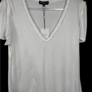 NWT GENERATION LOVE‎ SABRINA RUFFLE TOP BLOUSE WHITE SZ XL